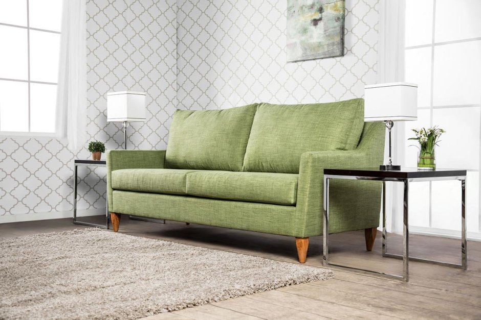 Зеленый диван мидсенчури