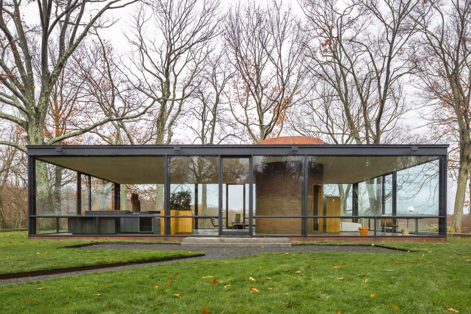 Филип Джонсон архитектура стеклянный дом