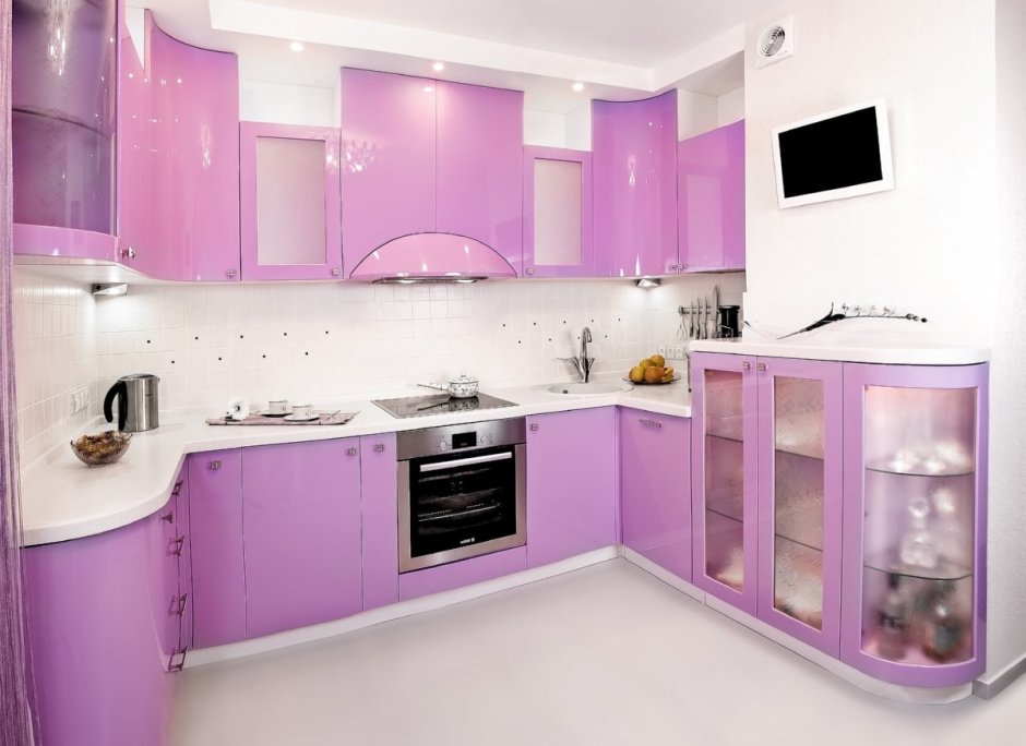 Светло фиолетовая кухня