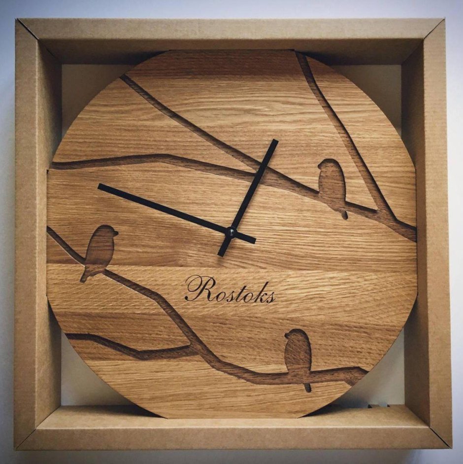 Часы деревянные панно