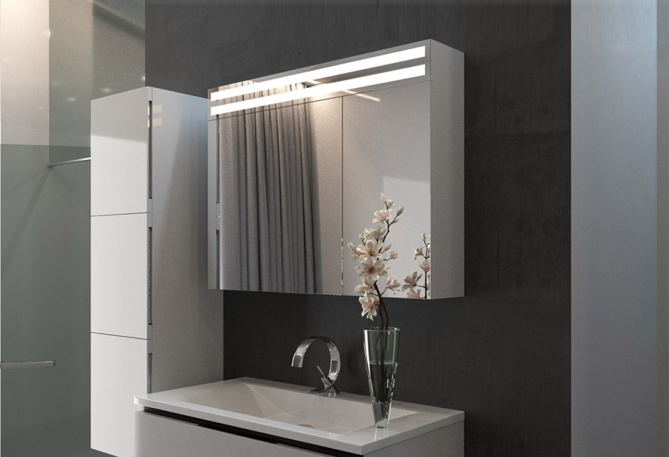 Шкаф зеркальный подвесной «Венто» 70x70 см цвет белый