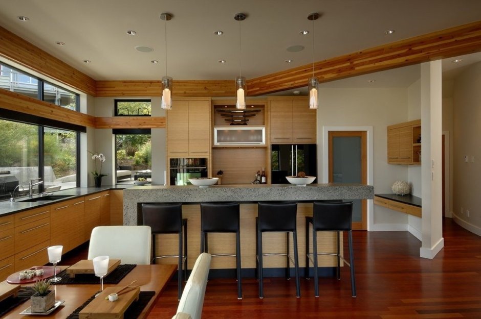 Освещение на кухне в загородном доме