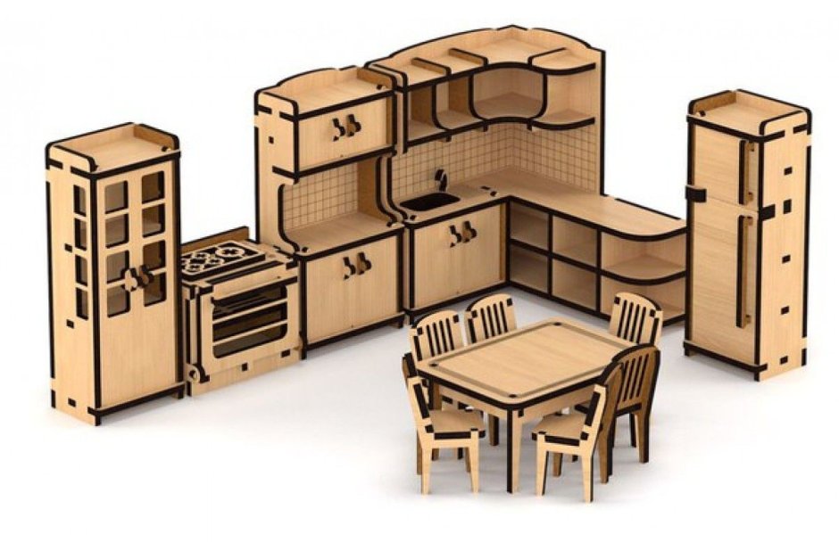 Мебель для кукольного домика ХЭППИДОМ кухня из дерева