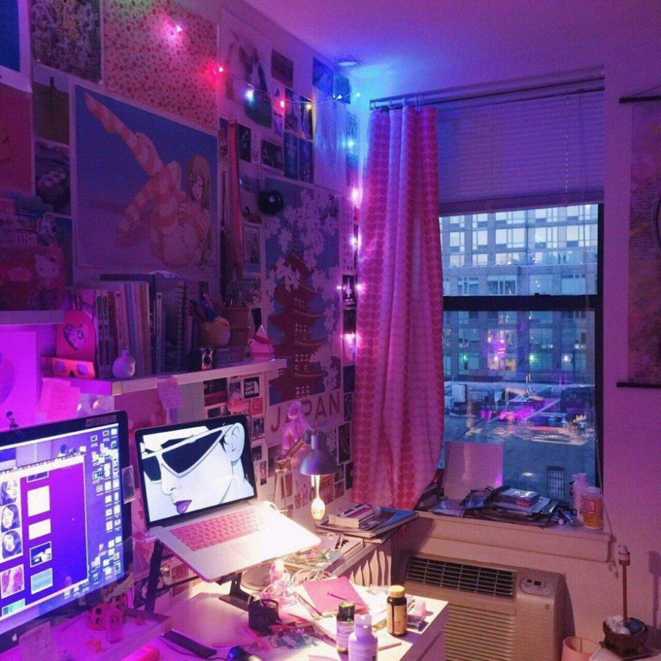Комната в стиле неон фиолетовый