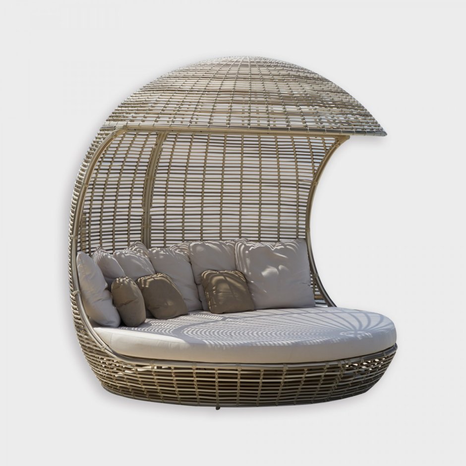 Rattan Outdoor Daybed Wicker Furniture Outdoor sunbed with Rattan covered and Canopy Beach Lounge