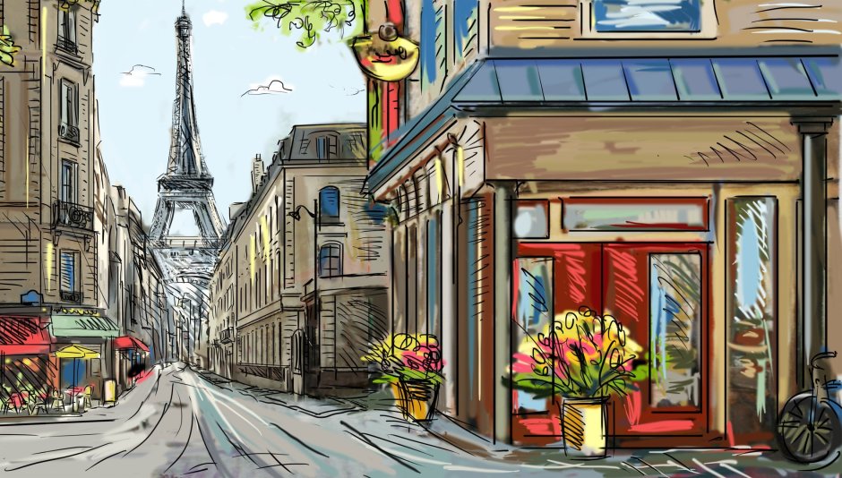 Улица кафе Париж скетчи