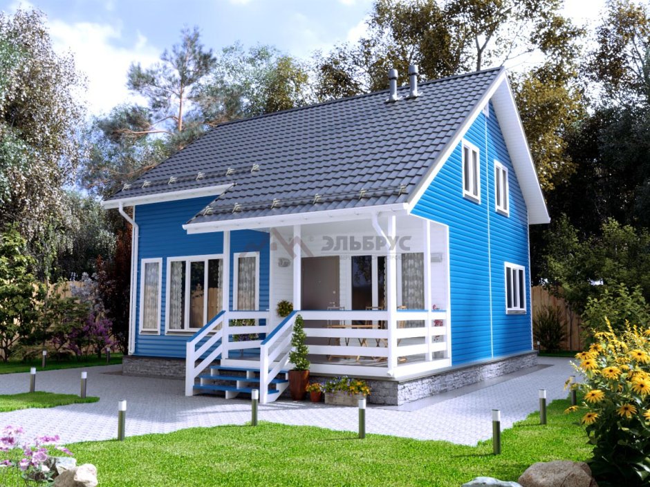 Синий дачный домик