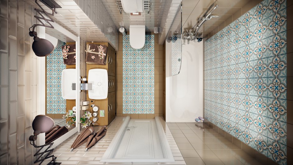 Ванная в скандинавском стиле в доме