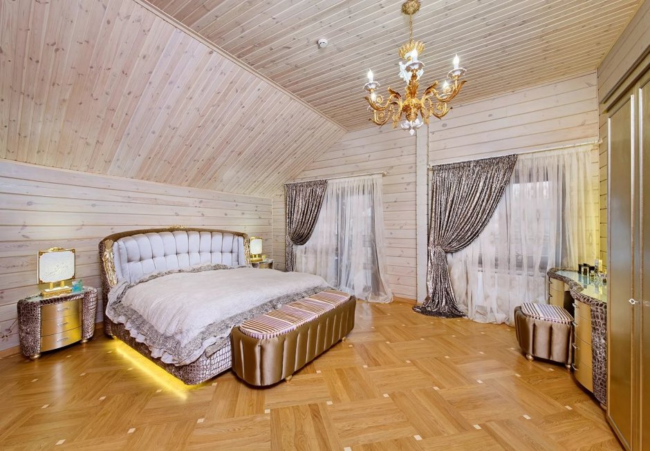 Отделка спальни в каркасном доме