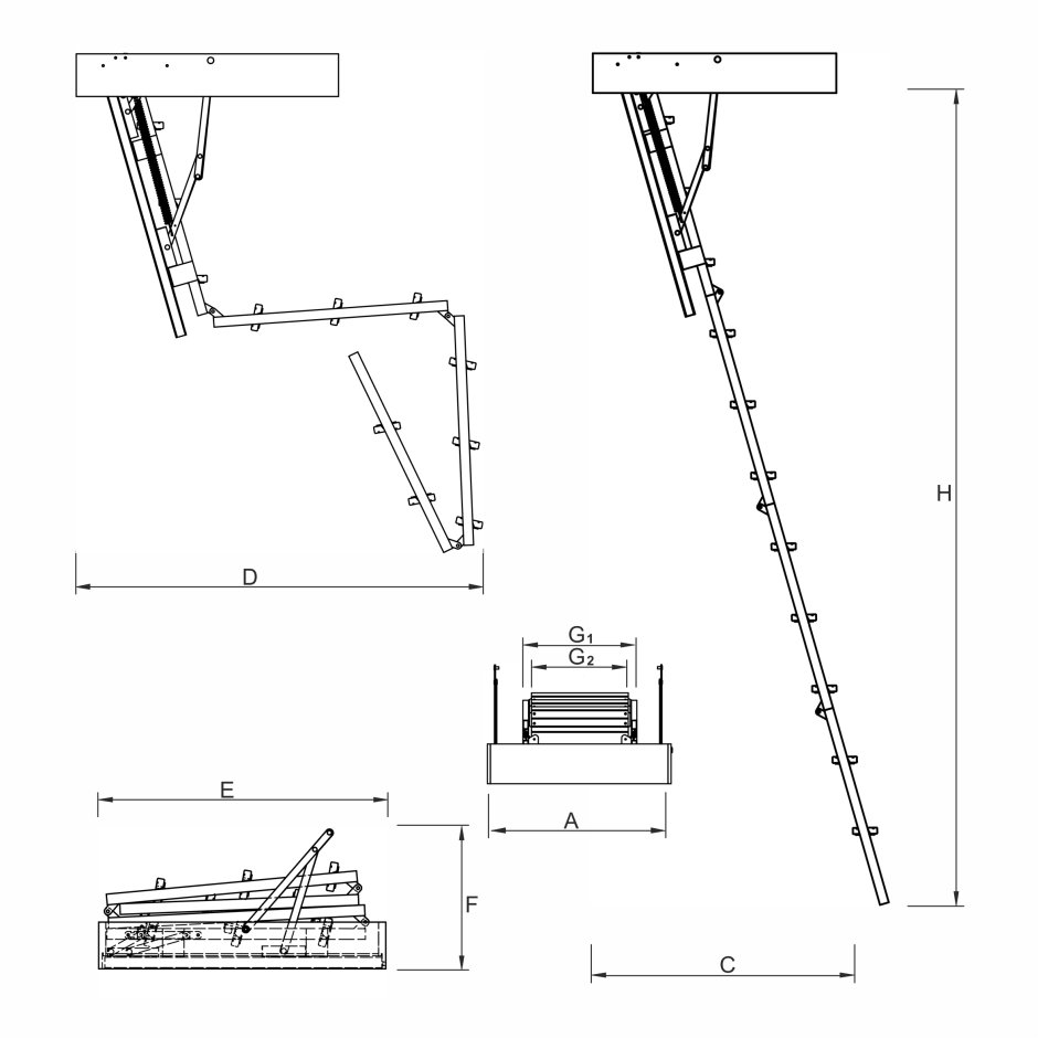 Чердачная лестница Dolle Euroiso 120х70см