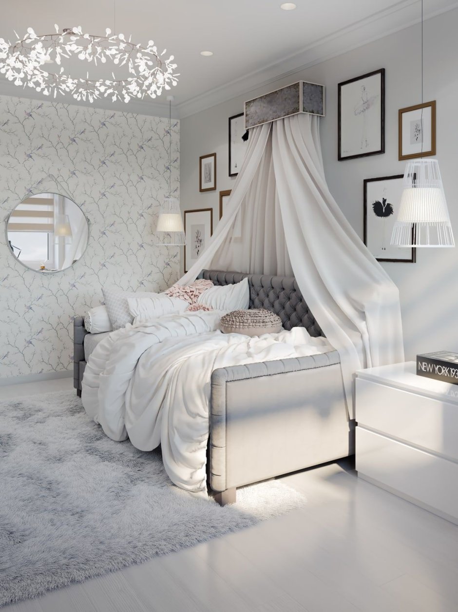 Голубая кровать для девочки