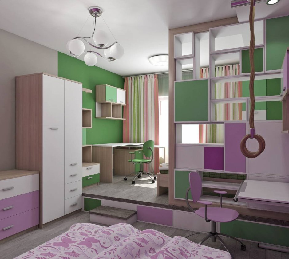 Детская комната мебель для двоих разнополых детей