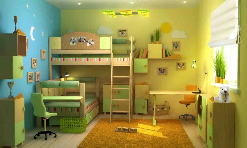 Цветовая гамма детской комнаты для разнополых детей