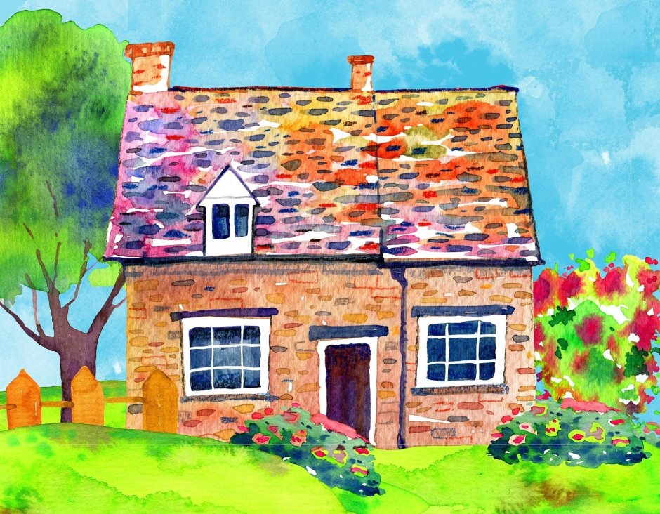 Дом рисунок красками