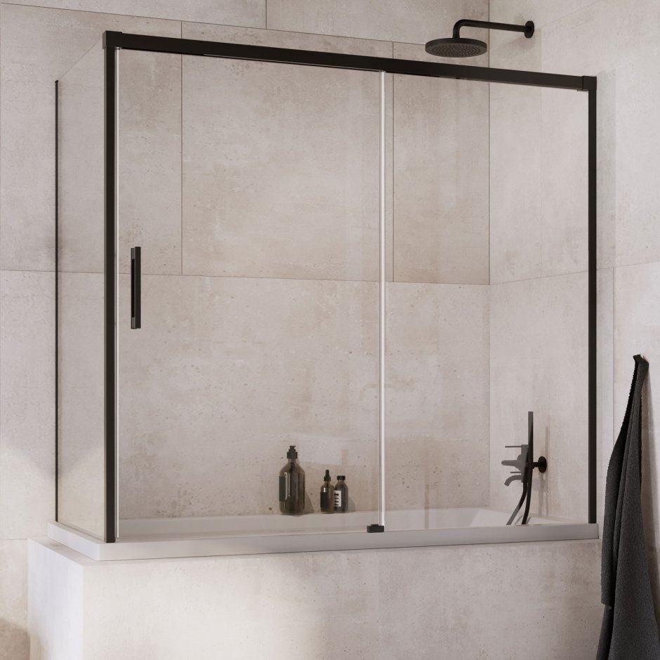 Шторка на ванну Radaway idea Black PN DWJ+S 160 R+S 75l стекло прозрачное