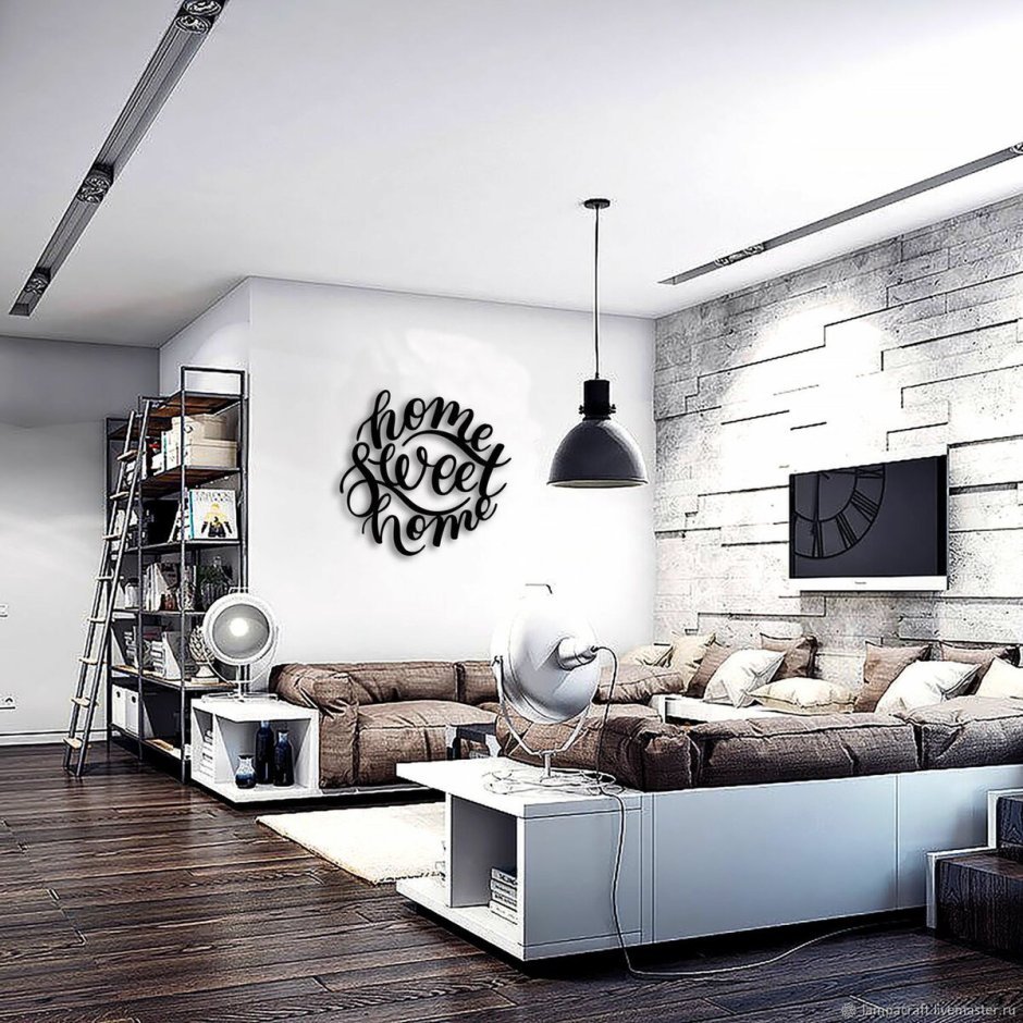 Белая мебель в гостиную в стиле лофт