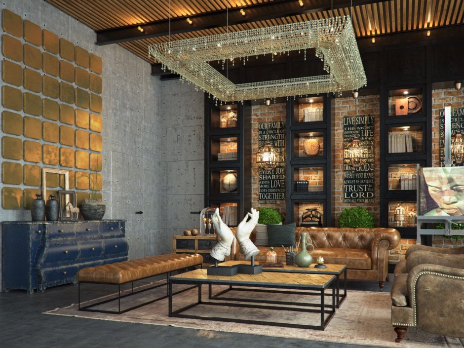 Интерьер отеля в стиле лофт