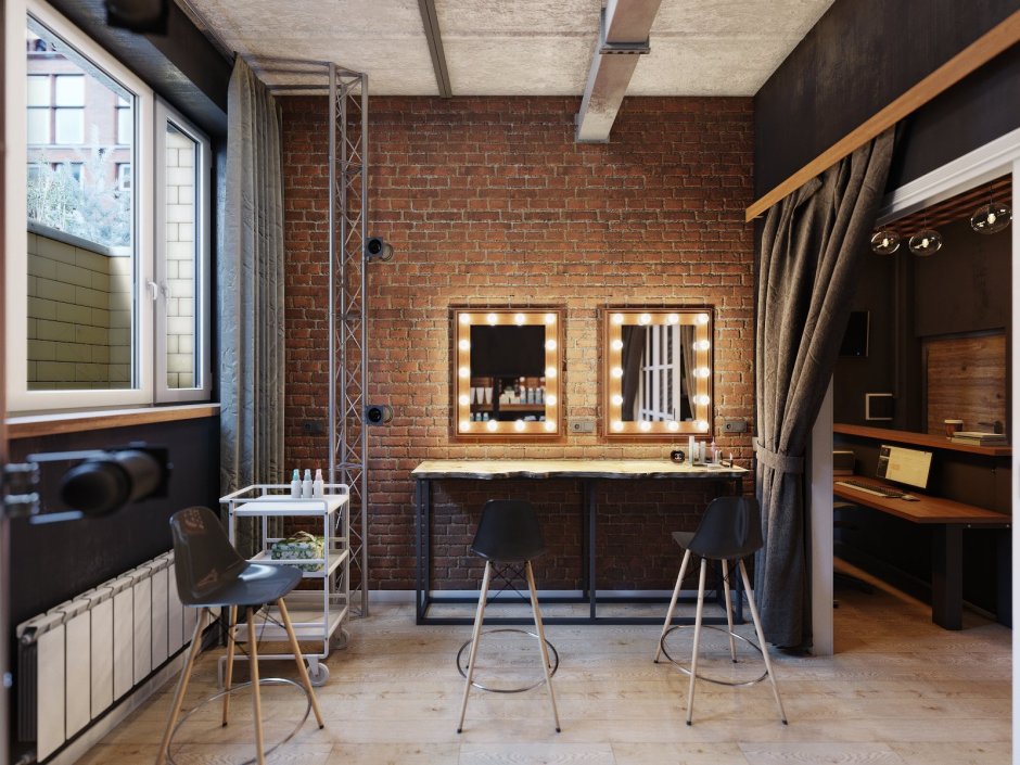 Интерьер салона красоты в стиле лофт