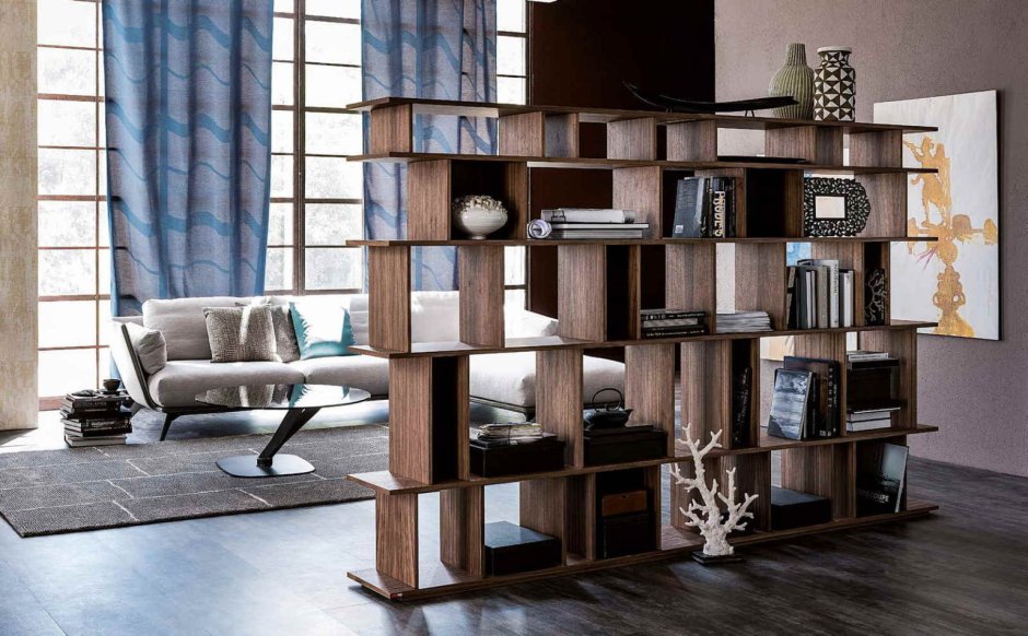 Сквозной стеллаж для зонирования