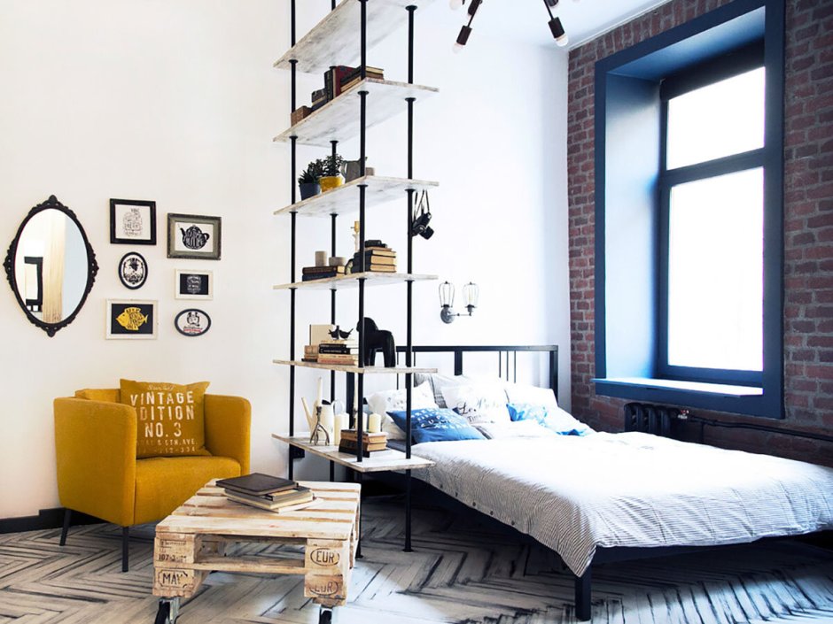 Зонирование комнаты в стиле лофт