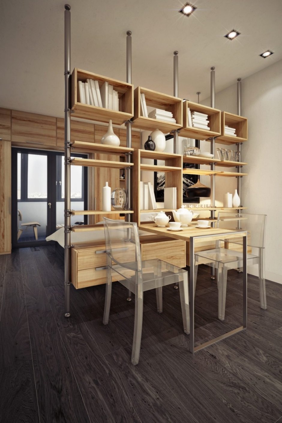 Перегородка в стиле лофт с полками