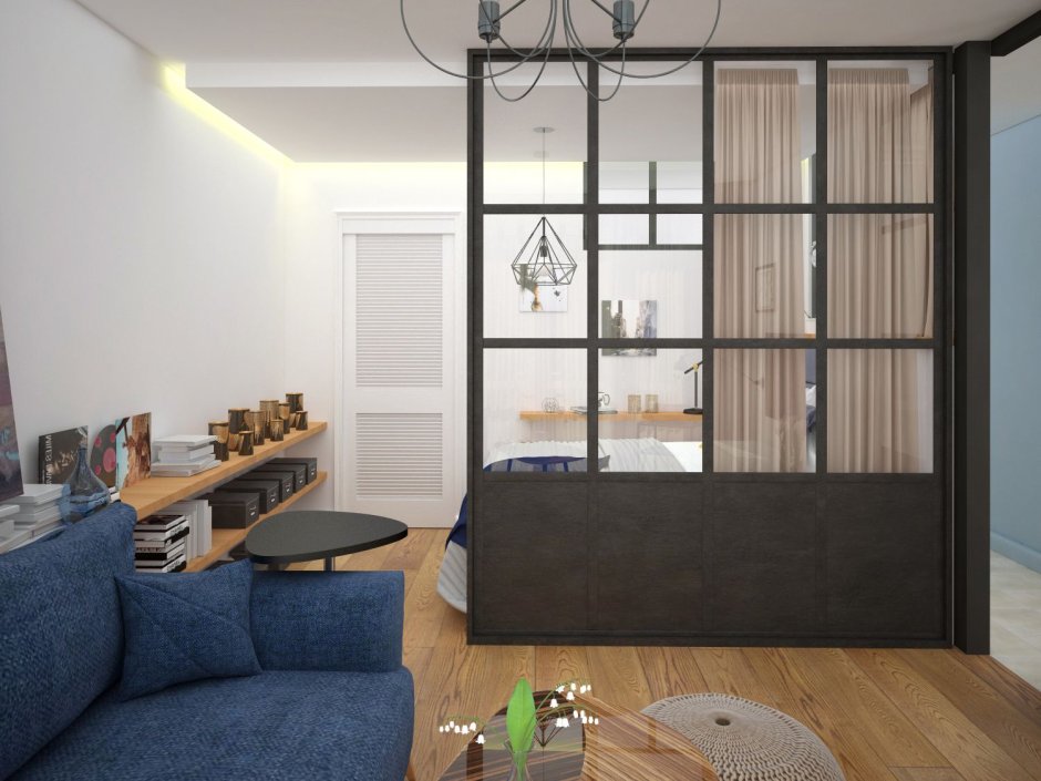 Перегородка для зонирования с растениями