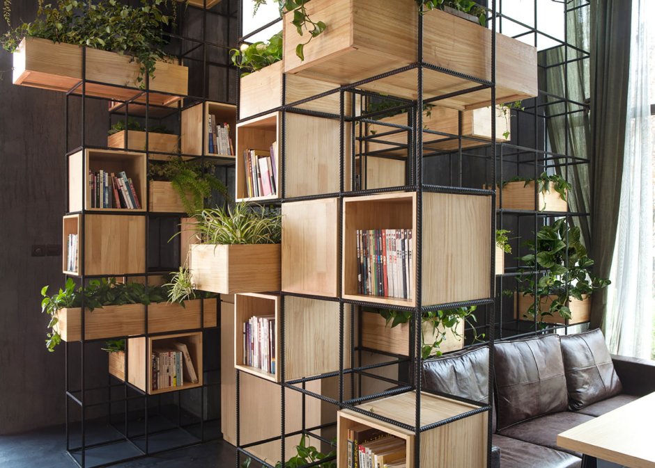 Стеллаж перегородка в стиле лофт