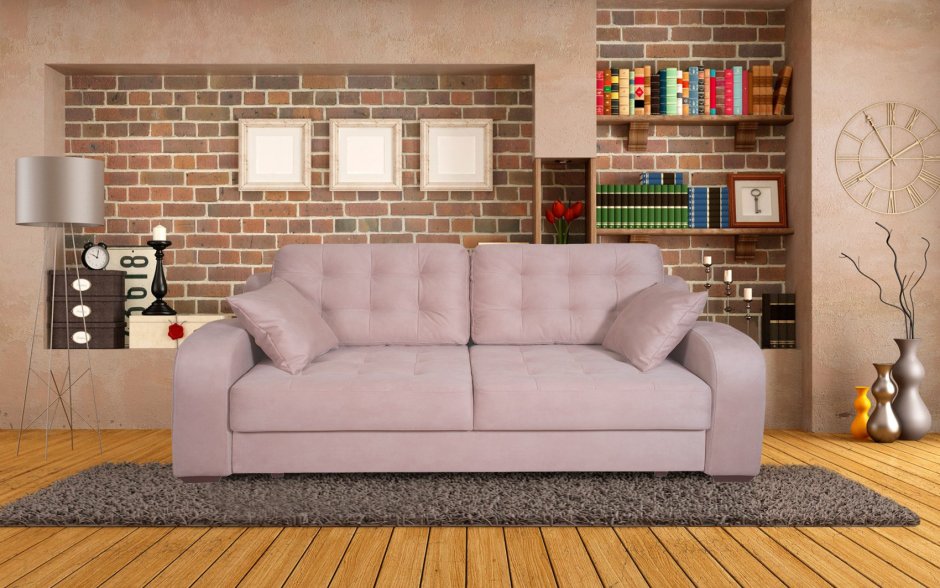 Прямой диван в интерьере