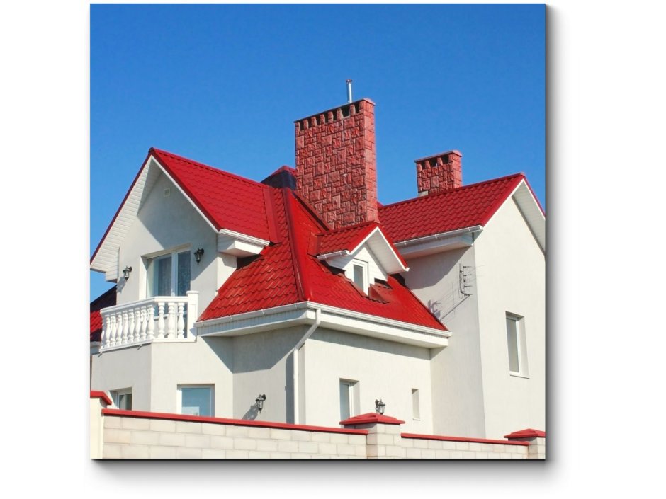 Белый дом красная Черепичная крыша
