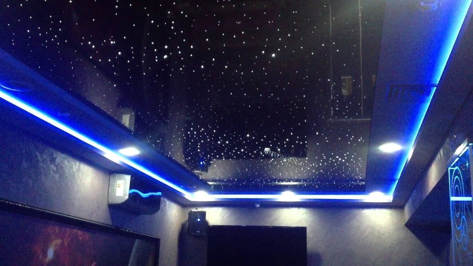 Натяжной потолок Звёздное небо белое с подсветкой