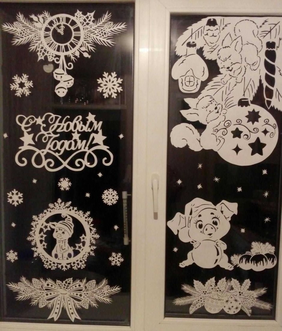 Новогоднее украшения на окна