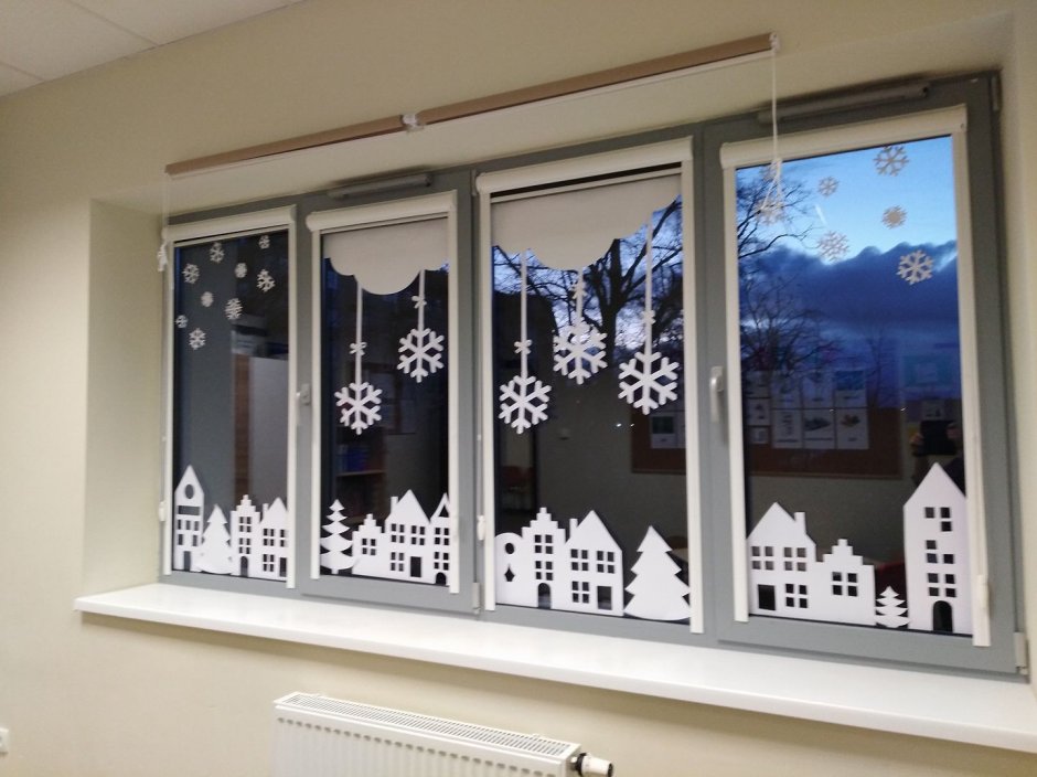 Украшение окон на новый год