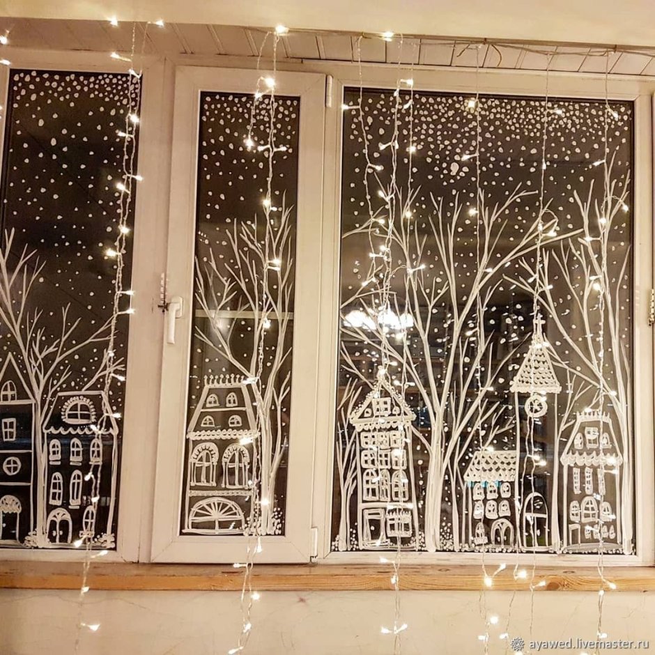 Новогоднее украшения на окна