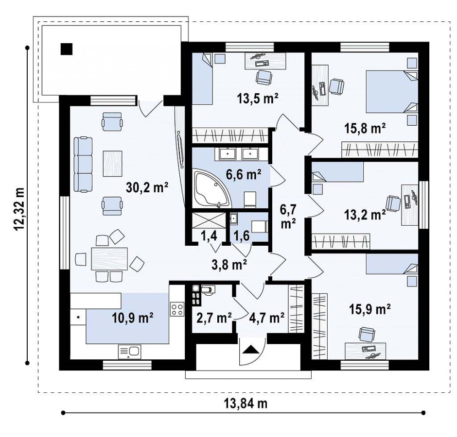 Z67 a одноэтажный коттедж с четырьмя спальнями