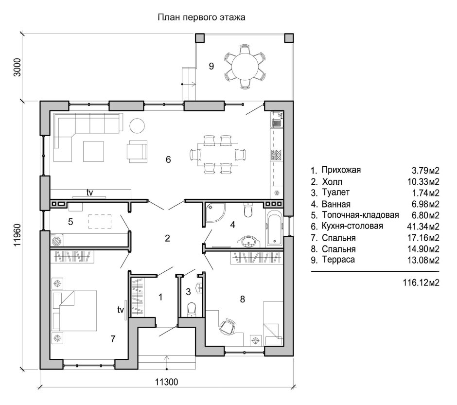 Кладочный план одноэтажного дома