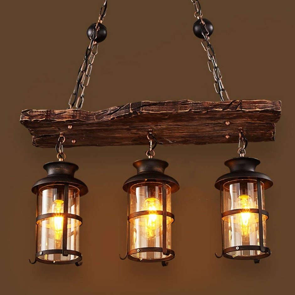 Люстра Rustic 3-Light Metal Cage Grey Pendant Lamp Loft Concept