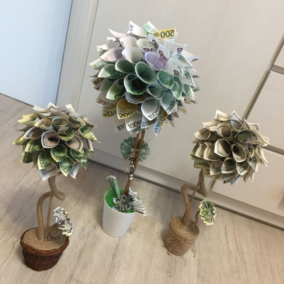 Панно денежное дерево из бумажных купюр