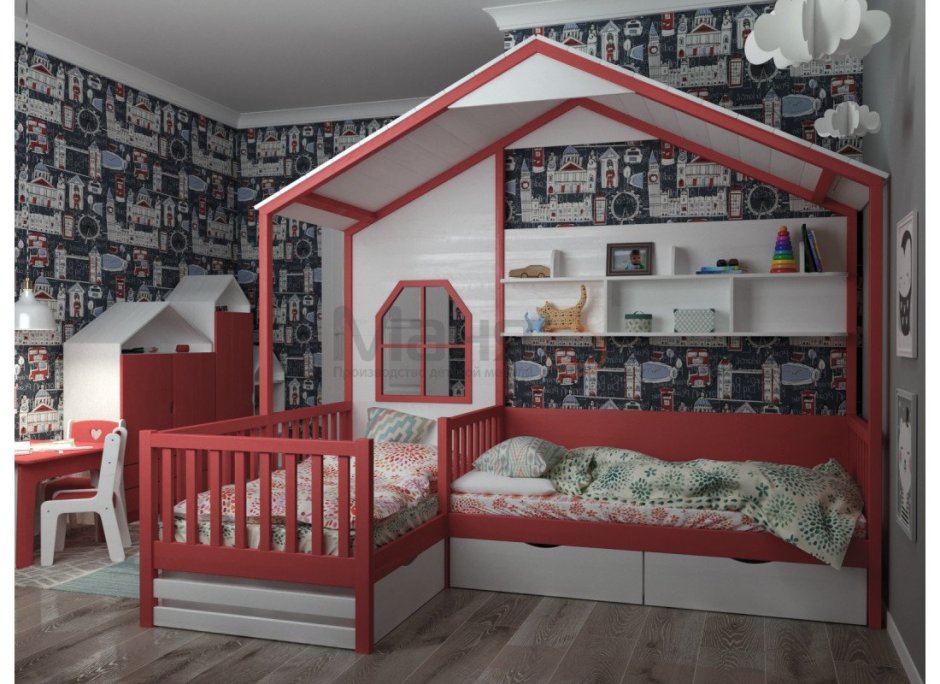Кровать домик угловой Fairyland