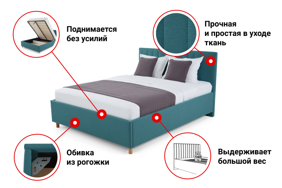 Кровать с подъёмным механизмом Garda 160х200 см Hoff