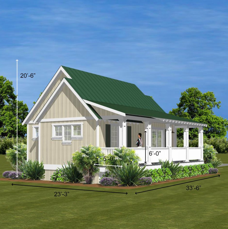Стильный дом с зеленой крышей