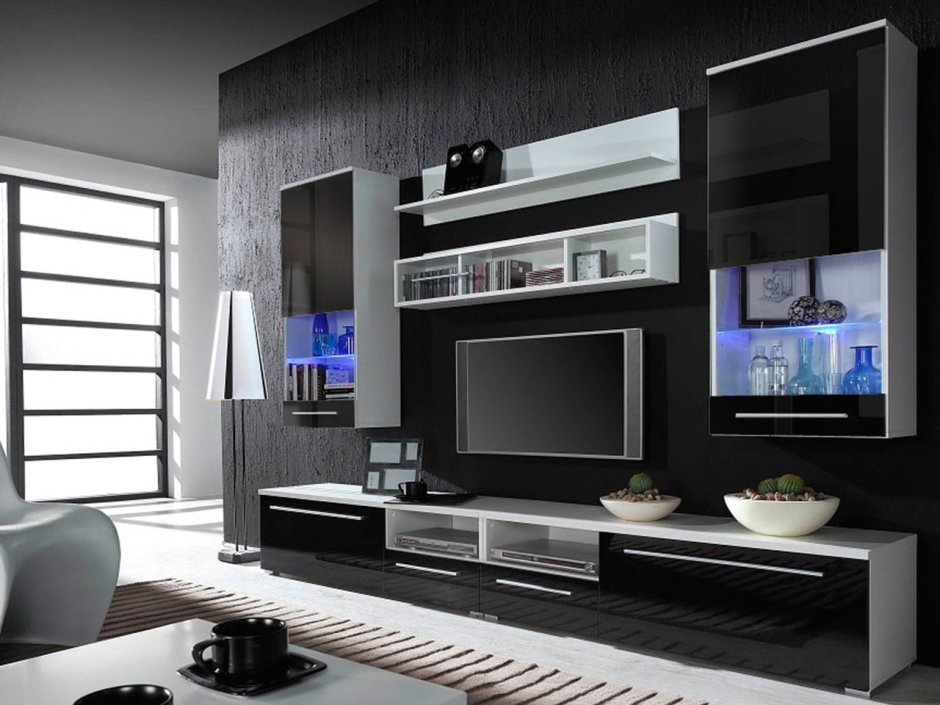 Серая модульная мебель в интерьере гостиной