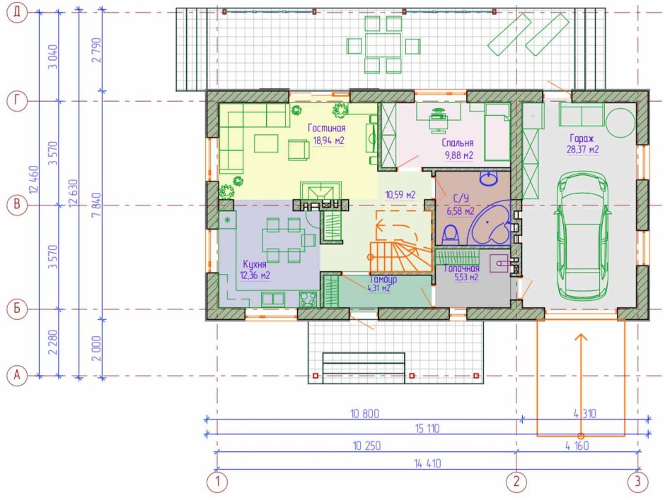 План дома 15 на 15 одноэтажный с мансардой