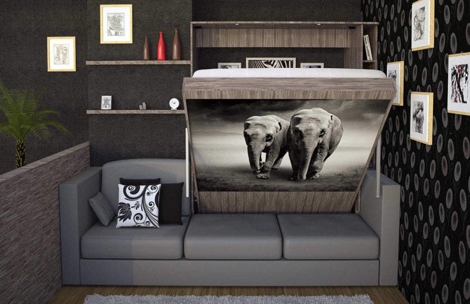 Подъемная кровать с диваном