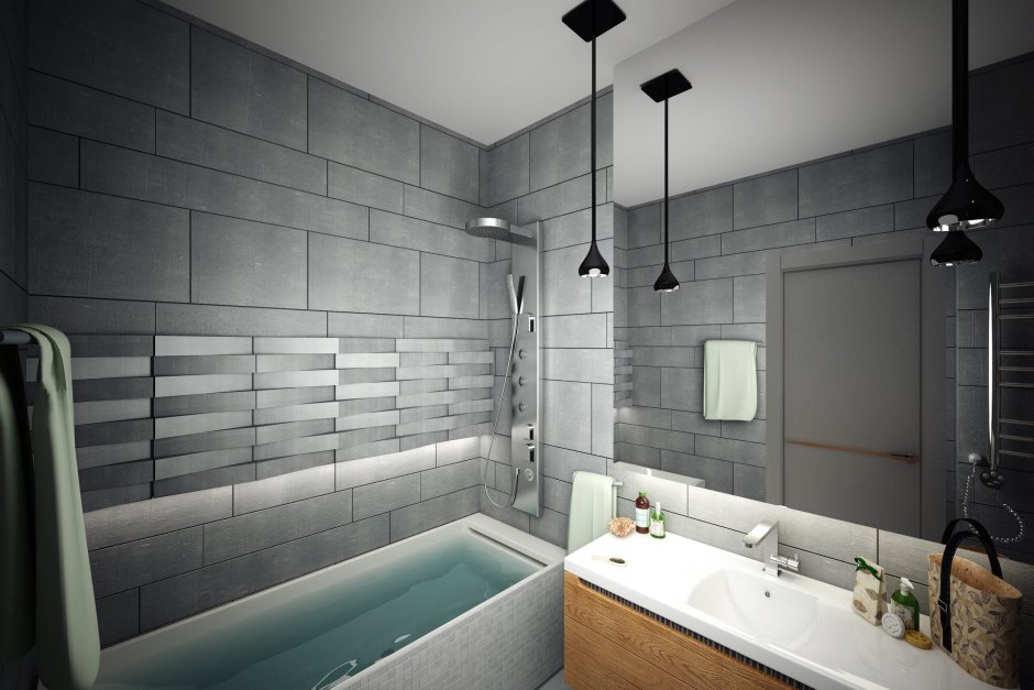 Ванная комната в графитовом цвете