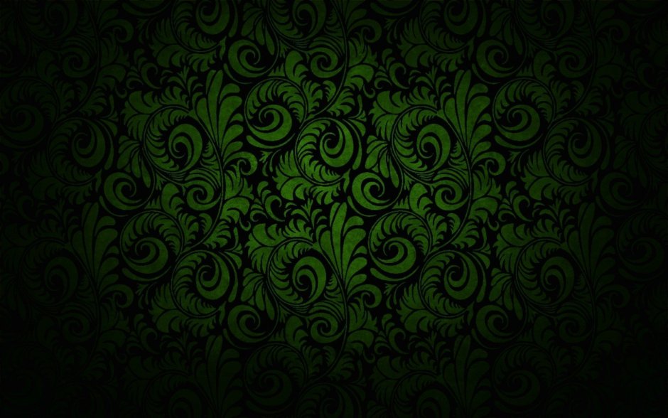 Зеленый узор на черном фоне
