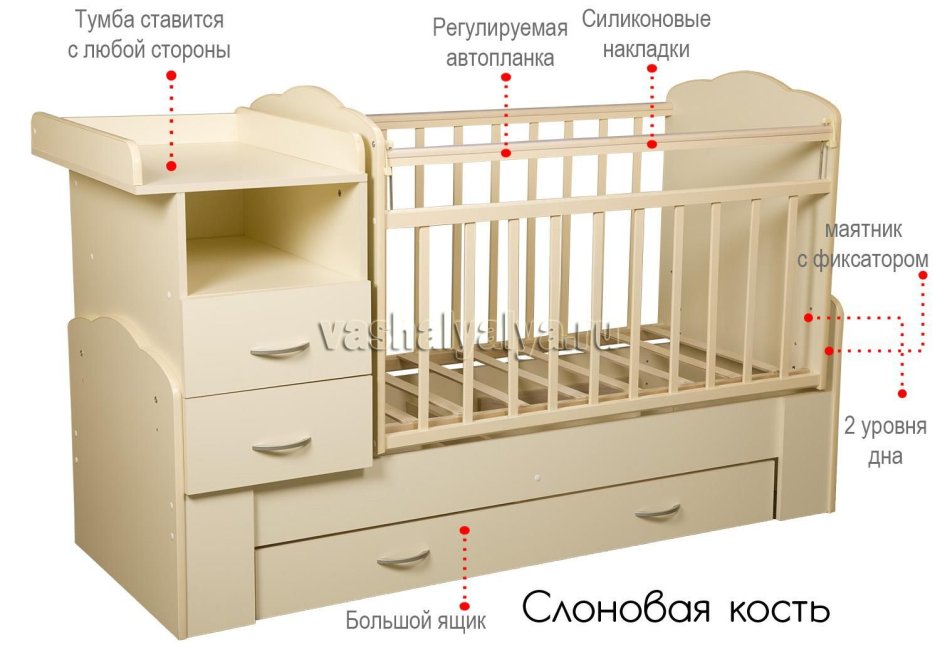 Набор детской мебели красная комод и кроватка