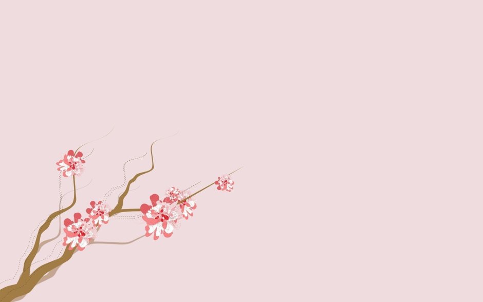 Ветка Сакуры на розовом фоне
