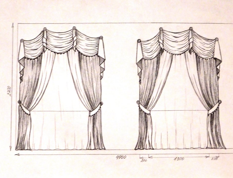 Шторы вид сбоку чертеж