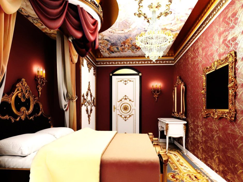 Спальня в стиле Ампир Барокко темная