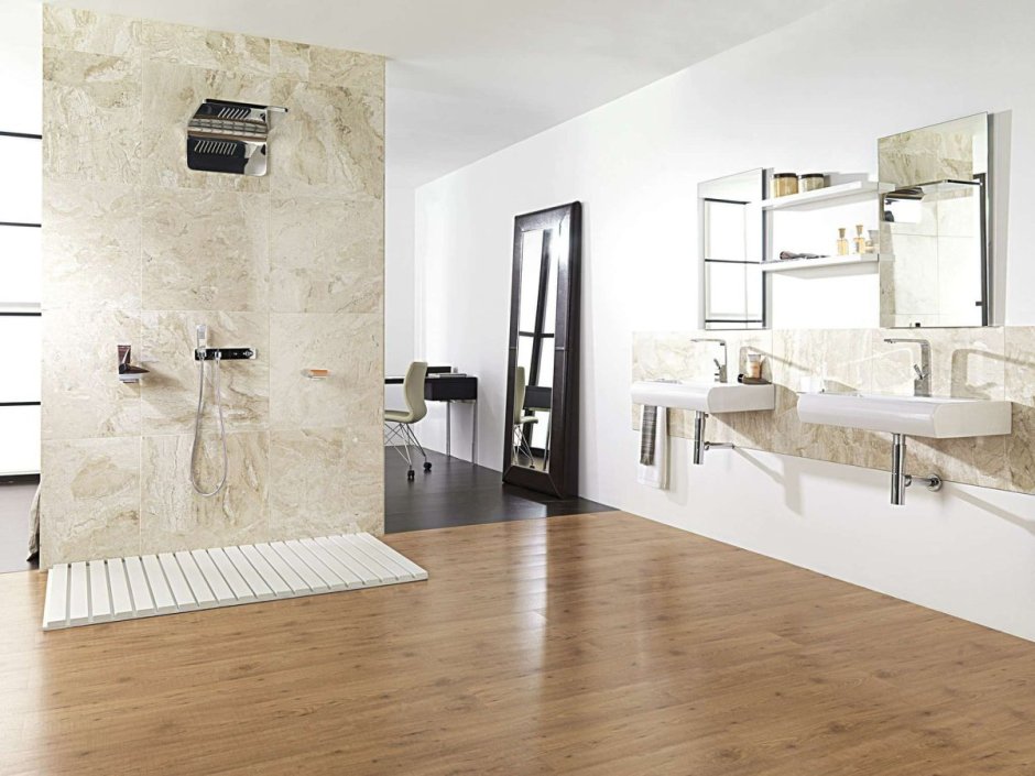 Ламинат в ванной